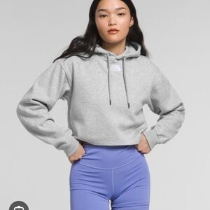 The North Face Women's Evolution High Low Hoodie in Light Grey Heather. Size M